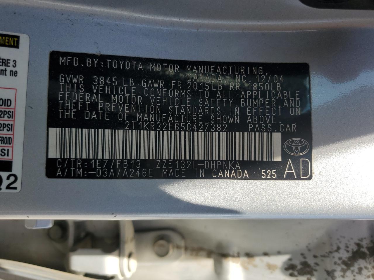2T1KR32E65C427382 2005 Toyota Corolla Matrix Xr