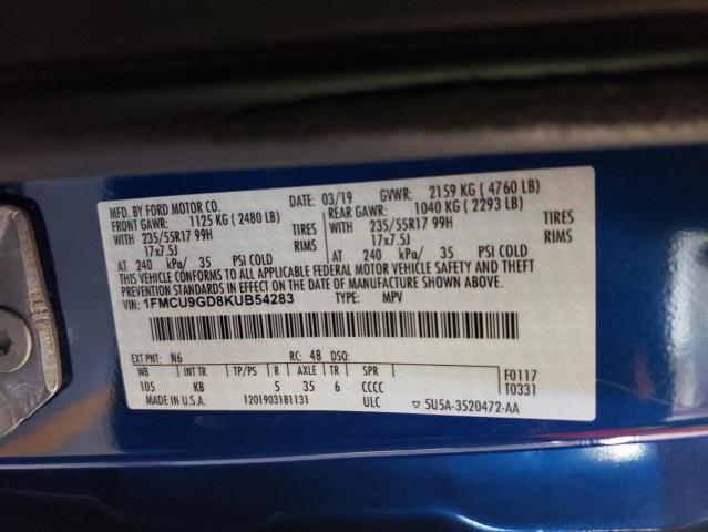 2019 FORD ESCAPE SE - 1FMCU9GD8KUB54283