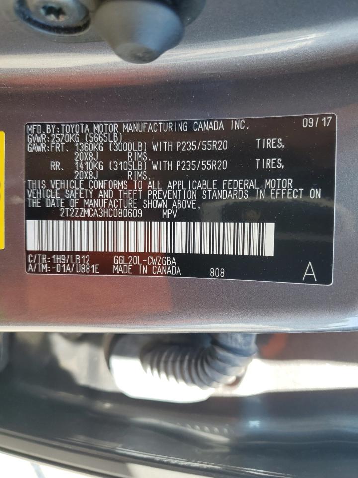 2T2ZZMCA3HC080609 2017 Lexus Rx 350 Base