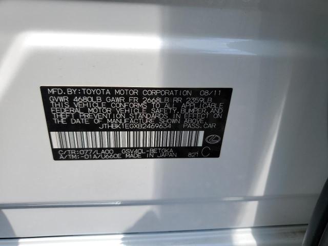 2011 Lexus Es 350 VIN: JTHBK1EGXB2469634 Lot: 62477724