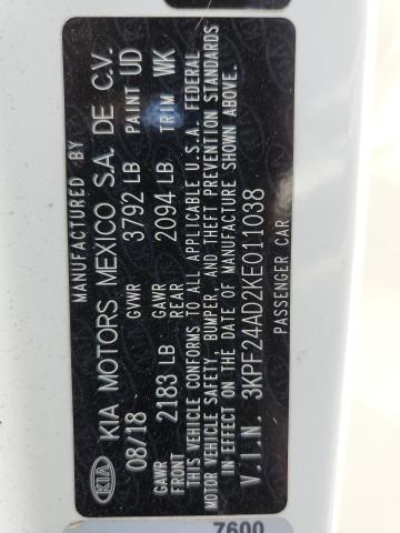 2019 Kia Forte Fe VIN: 3KPF24AD2KE011038 Lot: 61661274