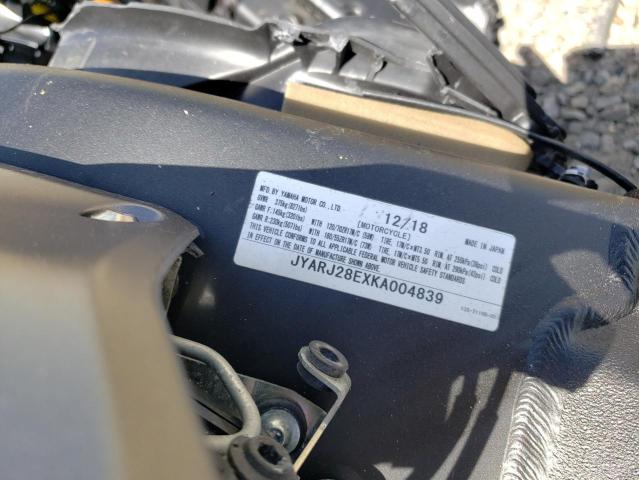 2019 YAMAHA YZFR6 JYARJ28EXKA004839