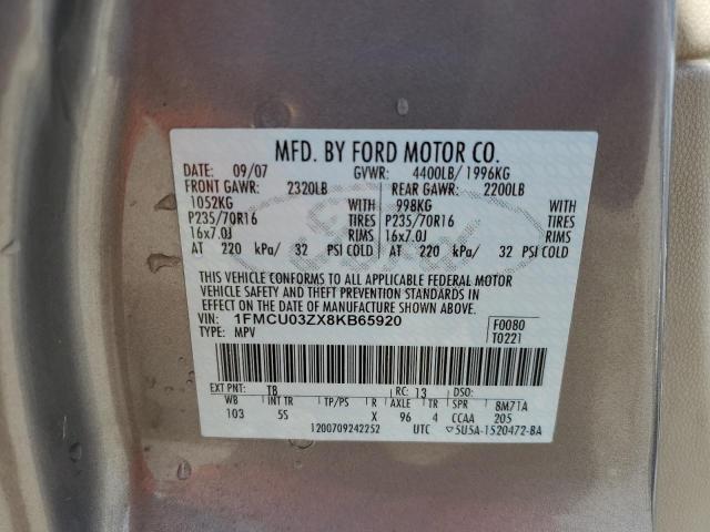 2008 Ford Escape Xlt VIN: 1FMCU03ZX8KB65920 Lot: 62310624