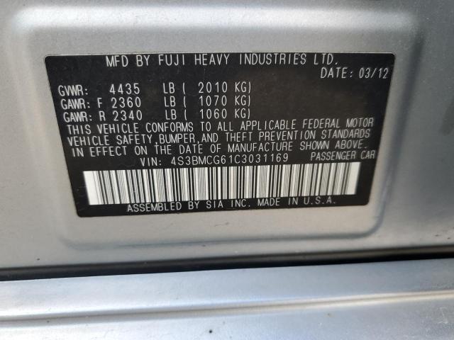 2012 Subaru Legacy 2.5I Premium VIN: 4S3BMCG61C3031169 Lot: 61369144