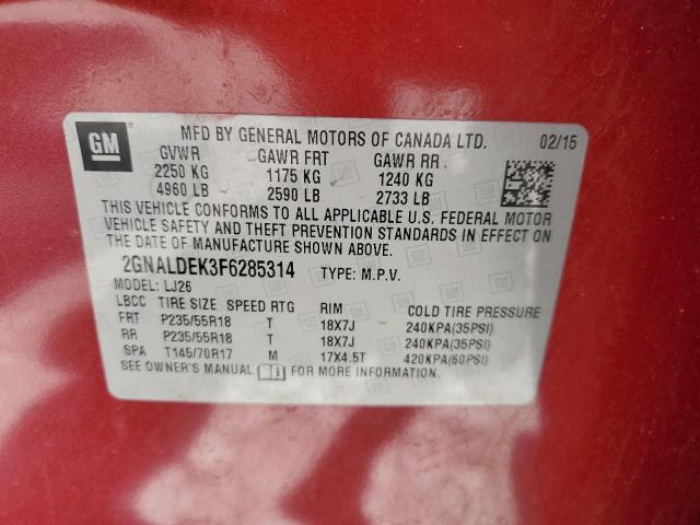 2015 CHEVROLET EQUINOX LT - 2GNALDEK3F6285314
