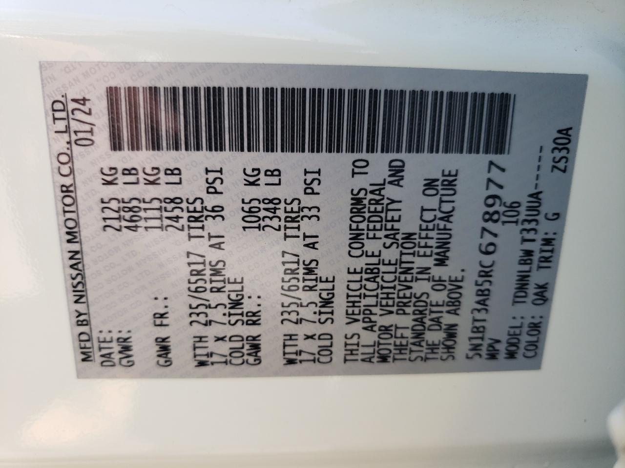 5N1BT3AB5RC678977 NISSAN ROGUE 2024
