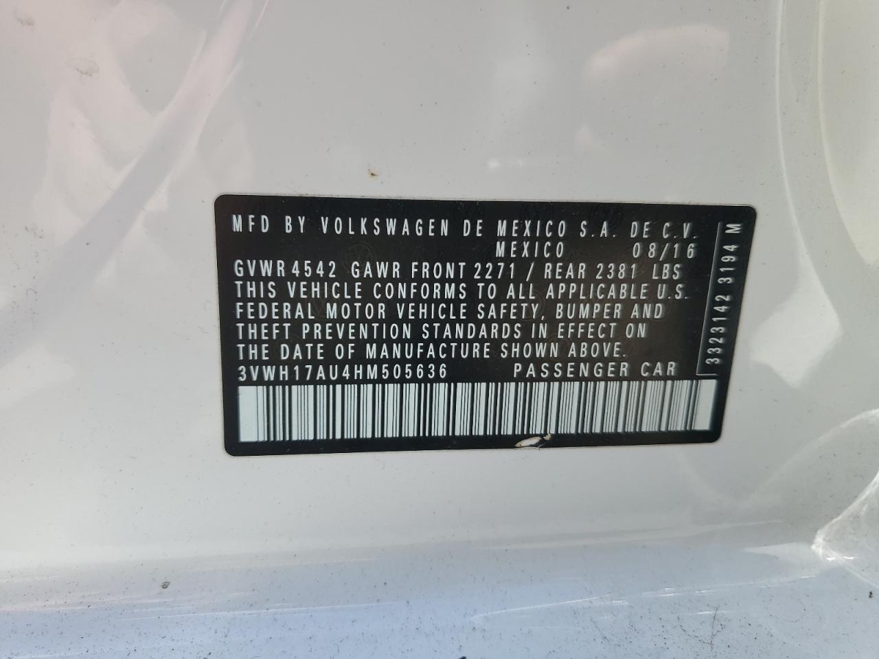 3VWH17AU4HM505636 2017 Volkswagen Golf Alltrack S