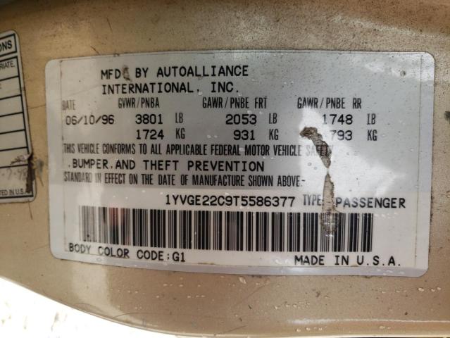 1996 Mazda 626 Dx VIN: 1YVGE22C9T5586377 Lot: 62533974