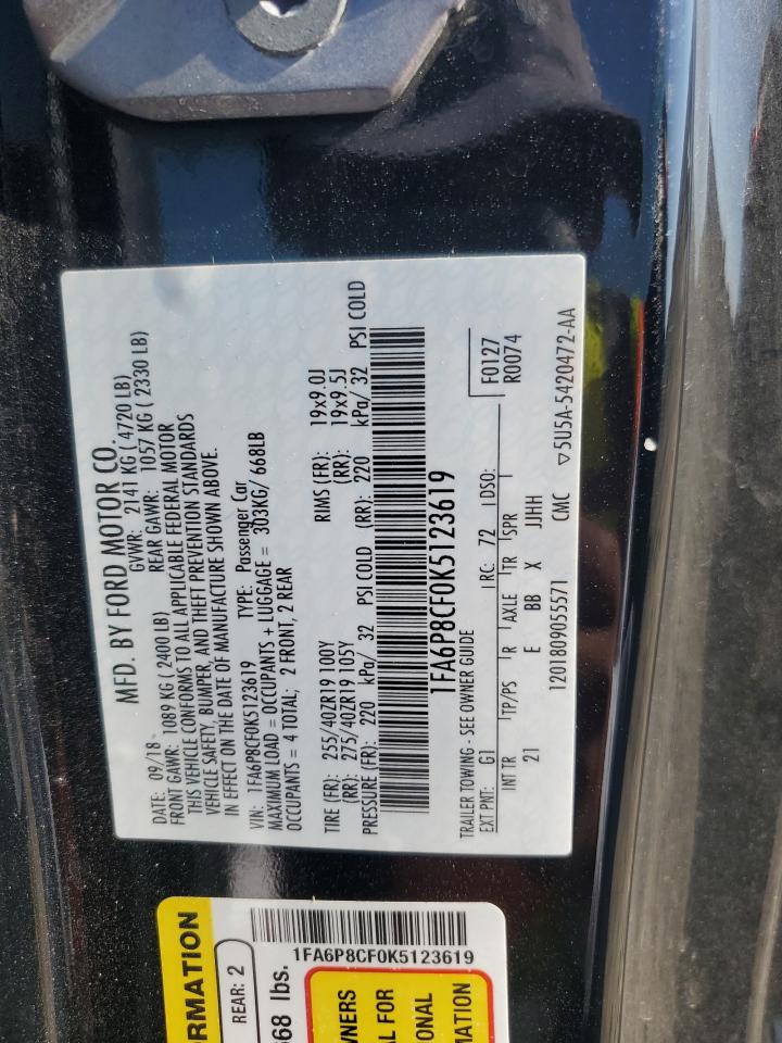 1FA6P8CF0K5123619 2019 Ford Mustang Gt