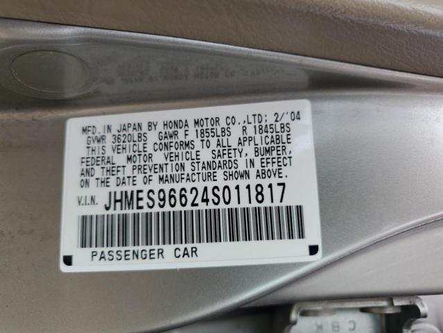 2004 Honda Civic Hybrid VIN: JHMES96624S011817 Lot: 62343144