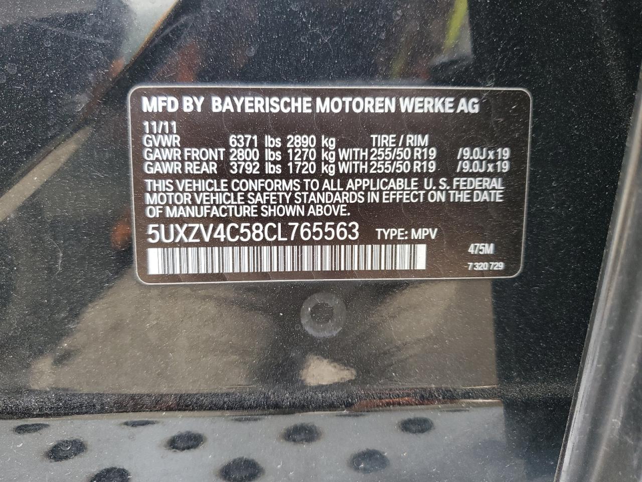 5UXZV4C58CL765563 2012 BMW X5 xDrive35I