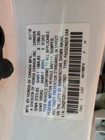 2018 Honda Civic Ex VIN: 2HGFC2F77JH530921 Lot: 60959474