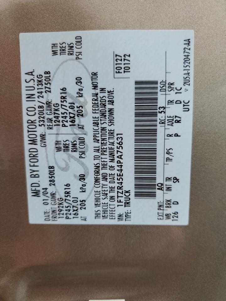 1FTZR45E44PA75631 2004 Ford Ranger Super Cab