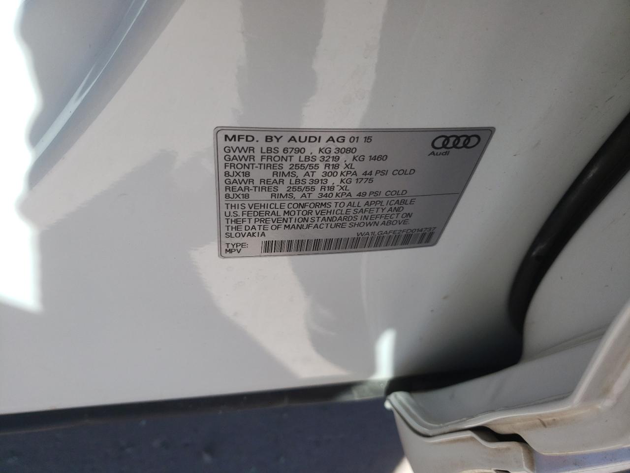 WA1LGAFE2FD014737 2015 Audi Q7 Premium Plus