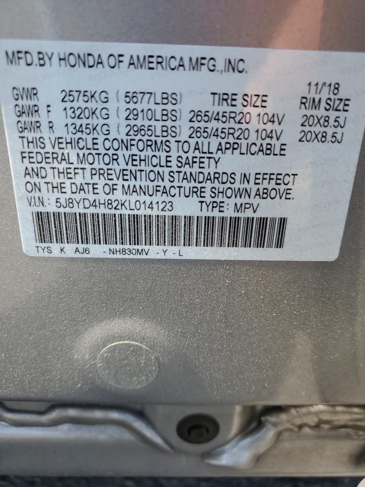 5J8YD4H82KL014123 2019 Acura Mdx Advance