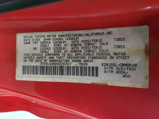 2003 Toyota Tacoma Xtracab VIN: 5TEVL52NX3Z291517 Lot: 62392424