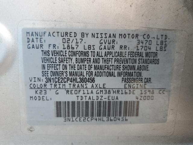 2017 Nissan Versa Note S VIN: 3N1CE2CP4HL360456 Lot: 61522144