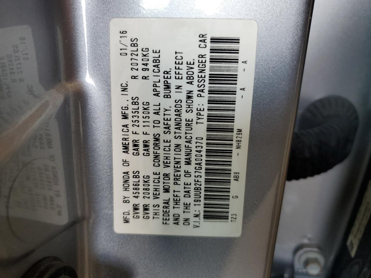 19UUB2F57GA004370 2016 Acura Tlx Tech