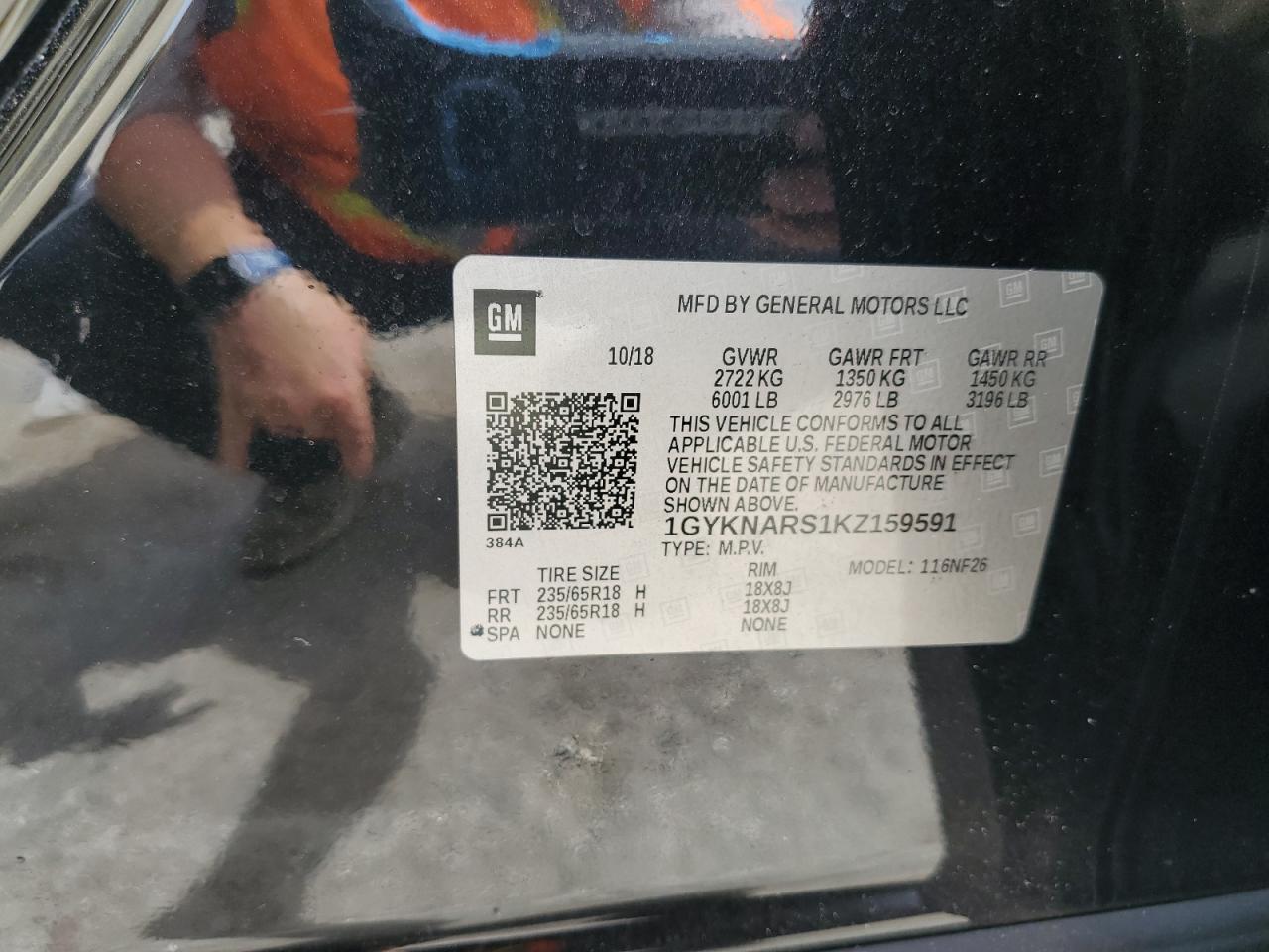 1GYKNARS1KZ159591 2019 Cadillac Xt5