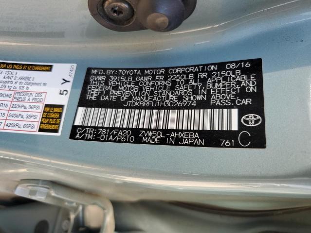 VIN JTDKBRFU1H3026974 2017 Toyota Prius no.12