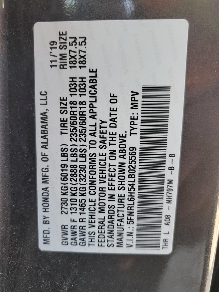 5FNRL6H54LB025569 2020 Honda Odyssey Ex