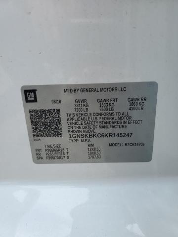 2019 Chevrolet Tahoe K1500 Lt VIN: 1GNSKBKC6KR145247 Lot: 62080144