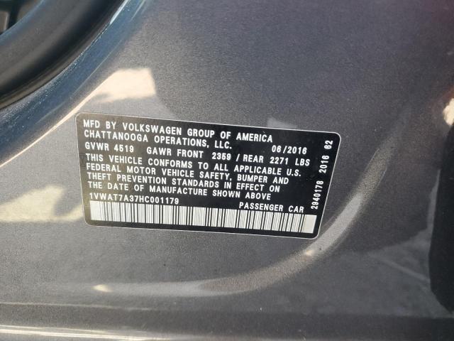 2017 Volkswagen Passat S VIN: 1VWAT7A37HC001179 Lot: 62069864