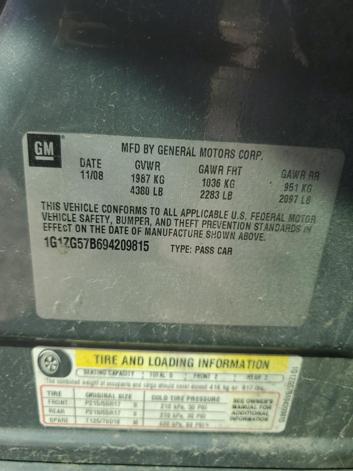 1G1ZG57B694209815 2009 Chevrolet Malibu Ls