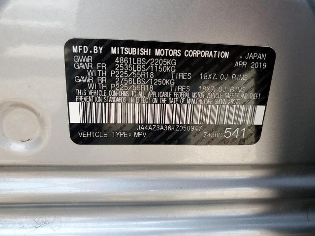 2019 MITSUBISHI OUTLANDER JA4AZ3A36KZ050947