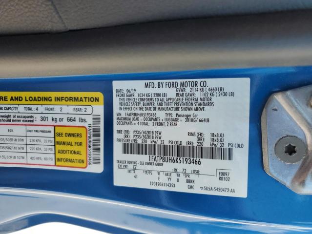 2019 Ford Mustang VIN: 1FATP8UH6K5193466 Lot: 61851974