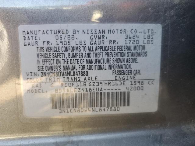 2022 Nissan Versa S VIN: 3N1CN8DV4NL847880 Lot: 62518304
