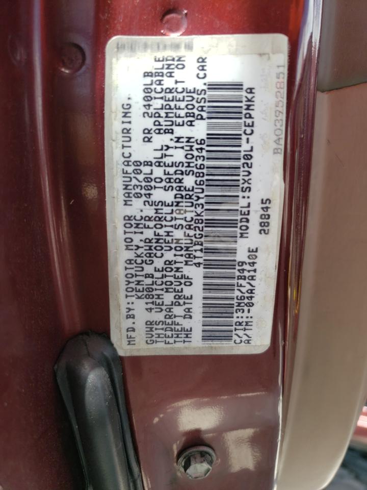 4T1BG28K3YU686346 2000 Toyota Camry Ce