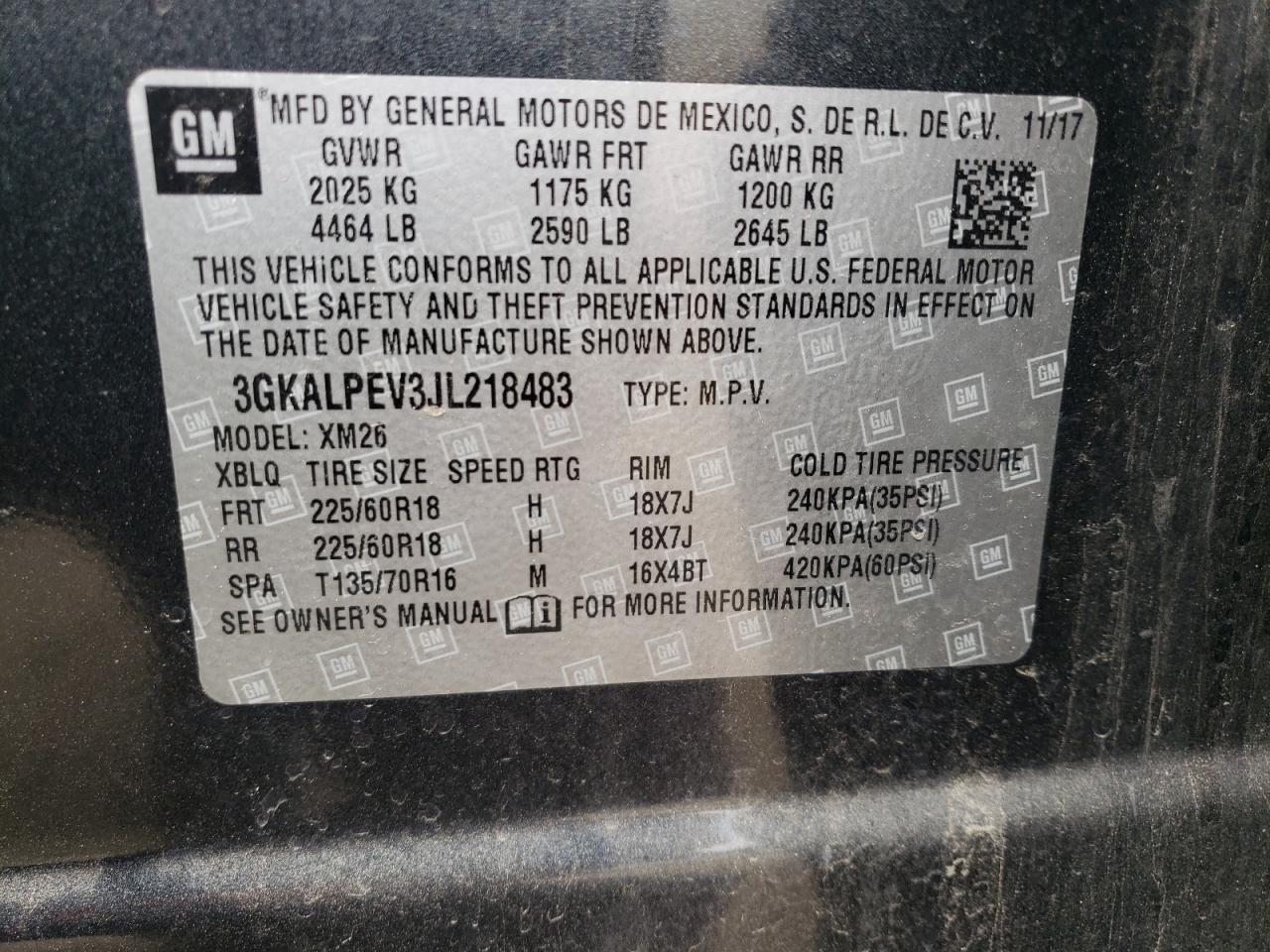 3GKALPEV3JL218483 2018 GMC Terrain Slt