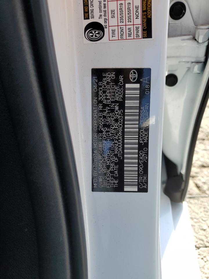 JTDAAAAA9MA002375 2021 Toyota Mirai Xle