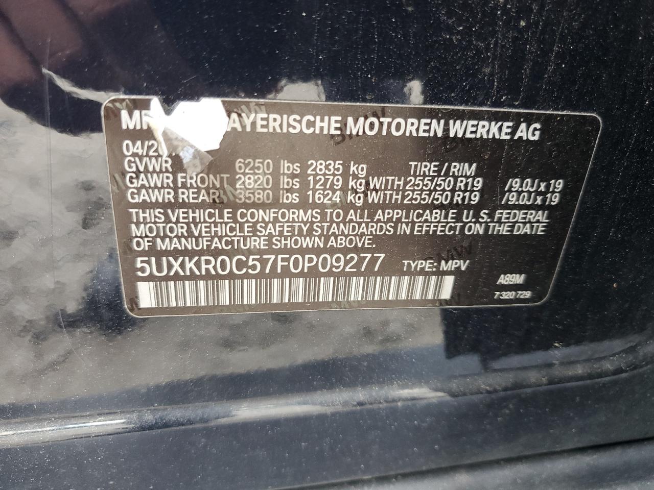 5UXKR0C57F0P09277 2015 BMW X5 xDrive35I