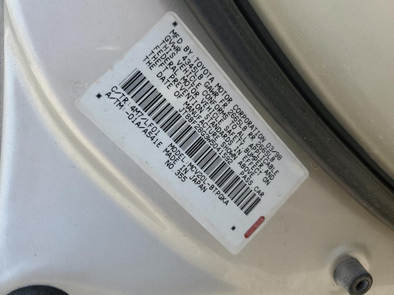 JT8BF28G3W5041592 1998 Lexus Es 300