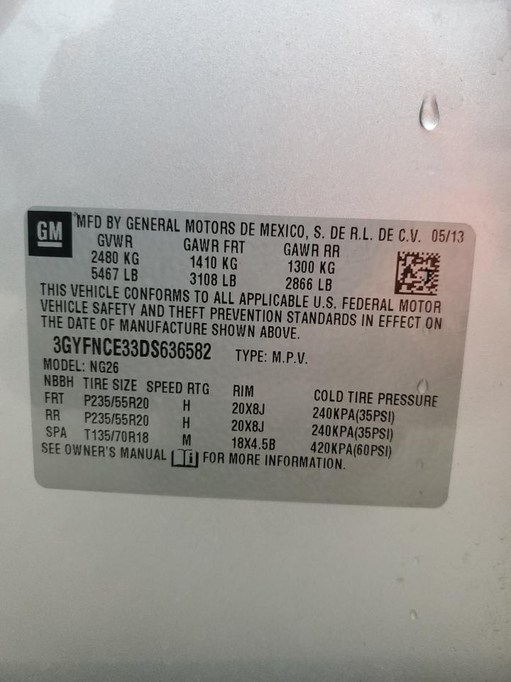 3GYFNCE33DS636582 2013 Cadillac Srx Luxury Collection