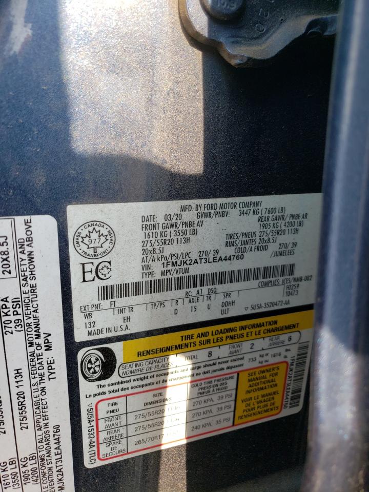 1FMJK2AT3LEA44760 2020 Ford Expedition Max Limited