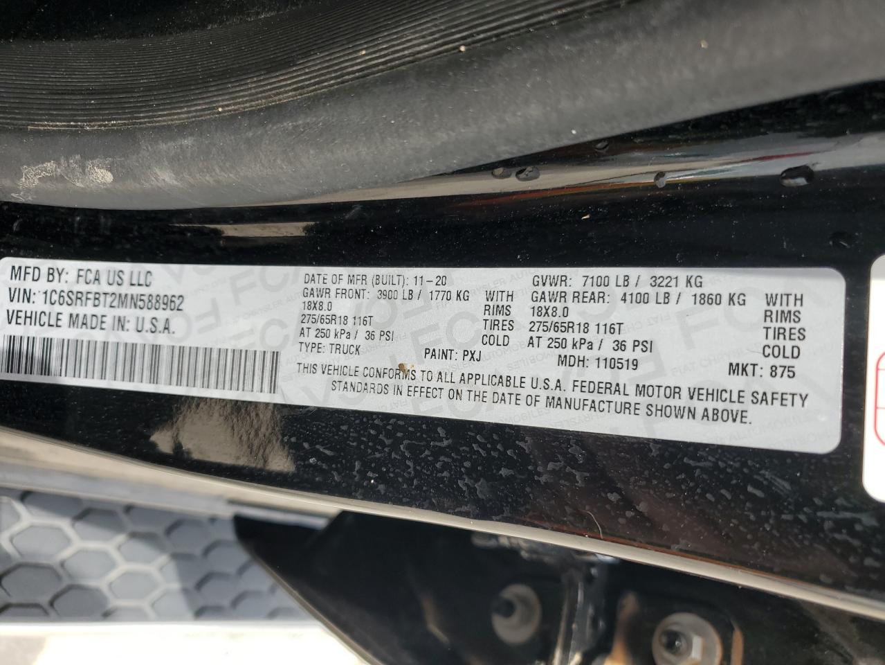 1C6SRFBT2MN588962 2021 Ram 1500 Big Horn/Lone Star