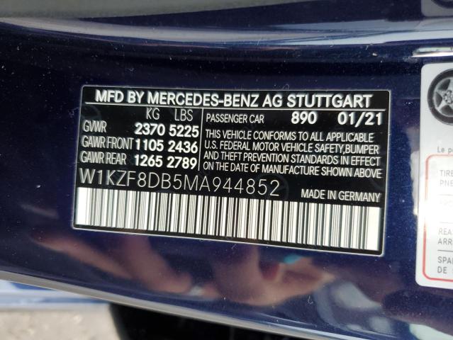 2021 Mercedes-Benz E 350 VIN: W1KZF8DB5MA944852 Lot: 61307444