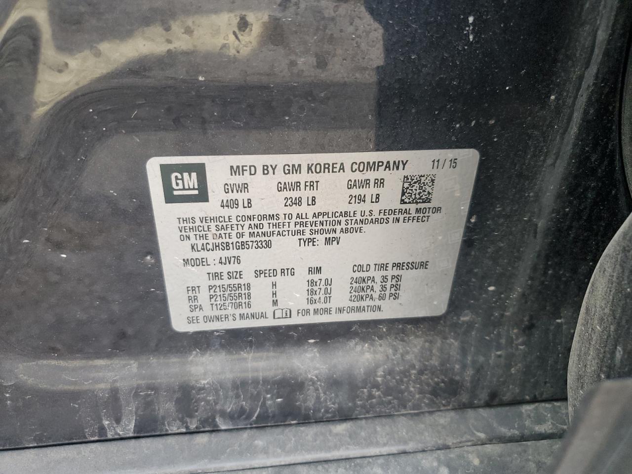 KL4CJHSB1GB573330 2016 Buick Encore Premium