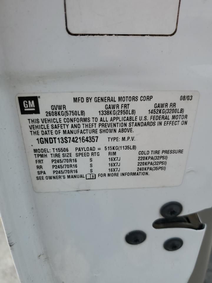 1GNDT13S742164357 2004 Chevrolet Trailblazer Ls