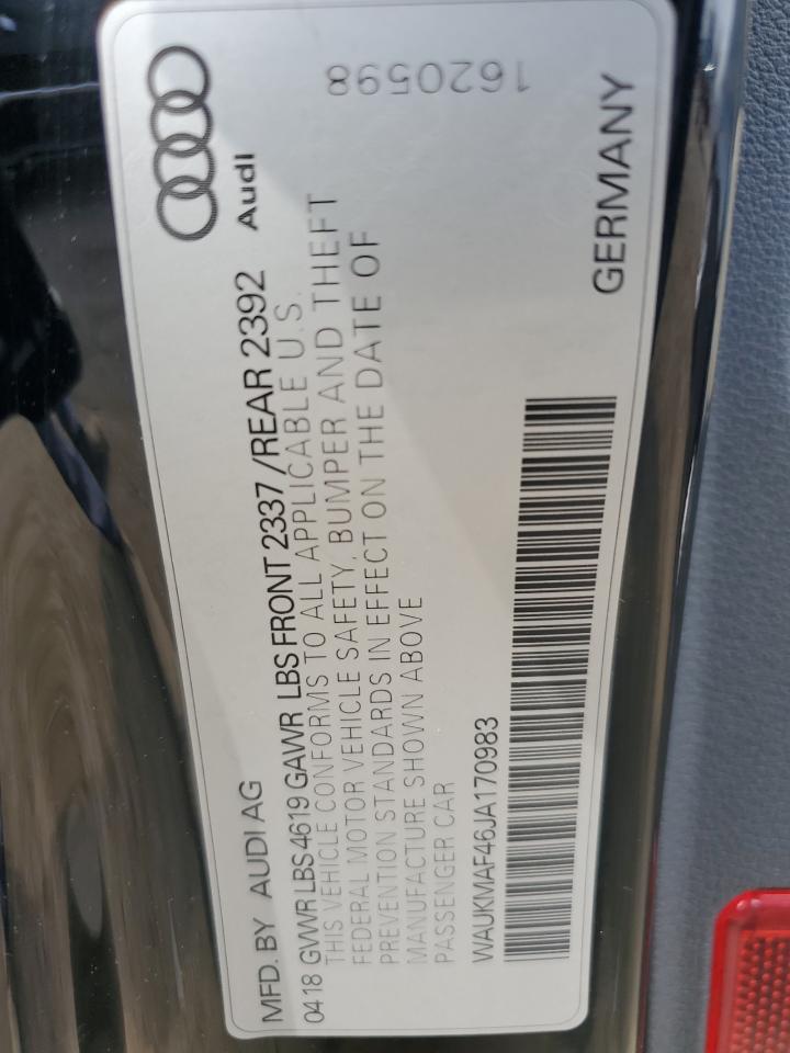 WAUKMAF46JA170983 2018 Audi A4 Premium