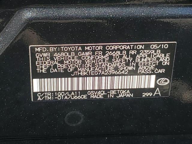 2010 Lexus Es 350 VIN: JTHBK1EG7A2396642 Lot: 61716994