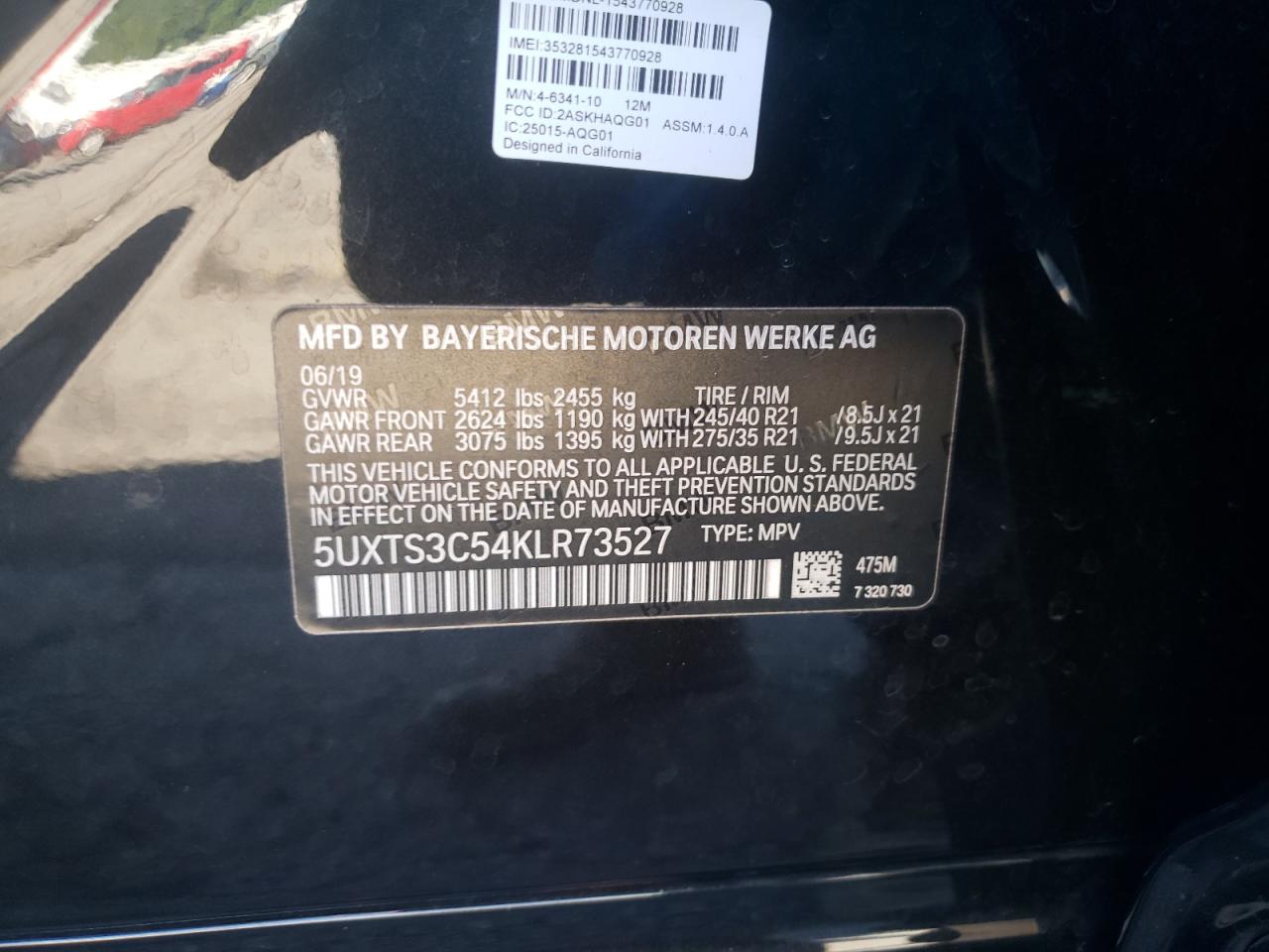 5UXTS3C54KLR73527 2019 BMW X3 xDrivem40I