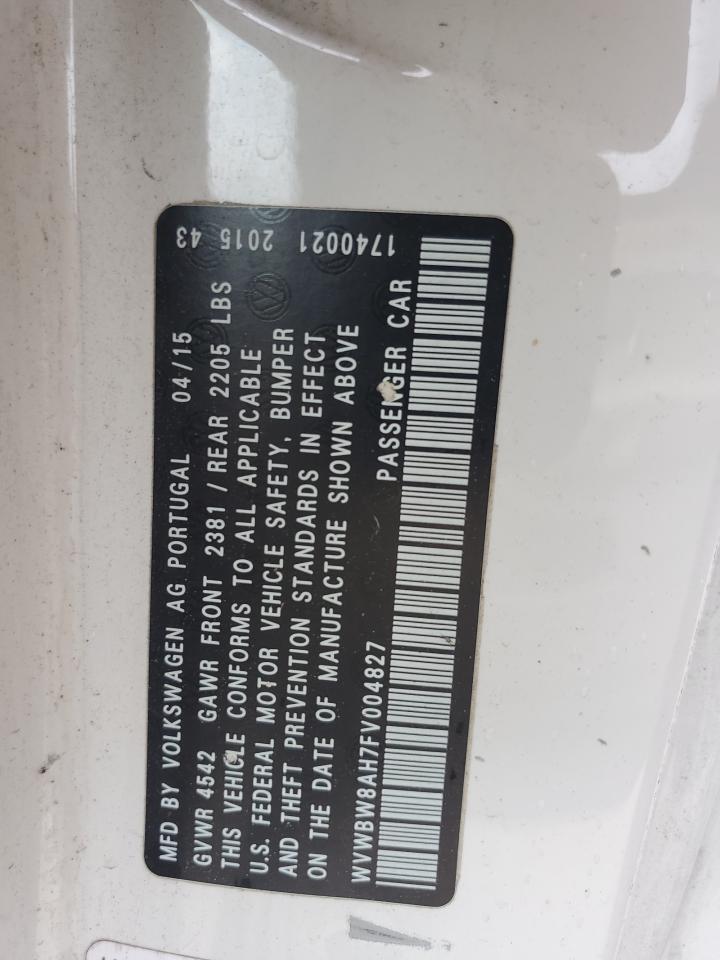 WVWBW8AH7FV004827 2015 Volkswagen Eos Komfort