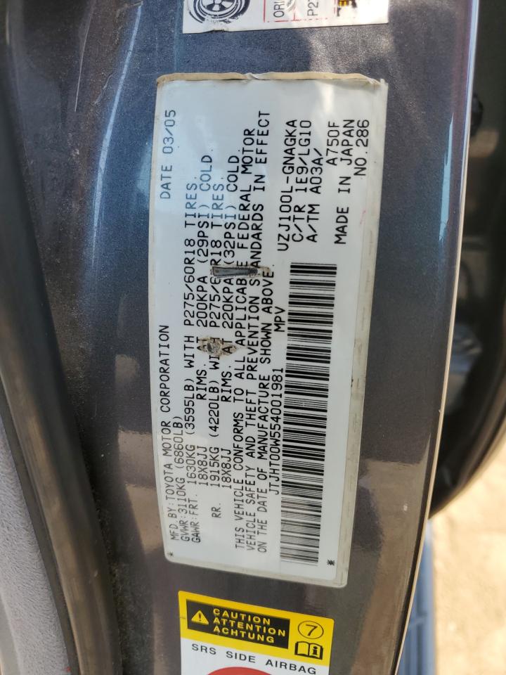 JTJHT00W554001981 2005 Lexus Lx 470