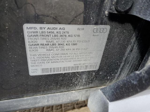 2018 Audi Q5 Premium Plus VIN: WA1BNAFY1J2137302 Lot: 62840164