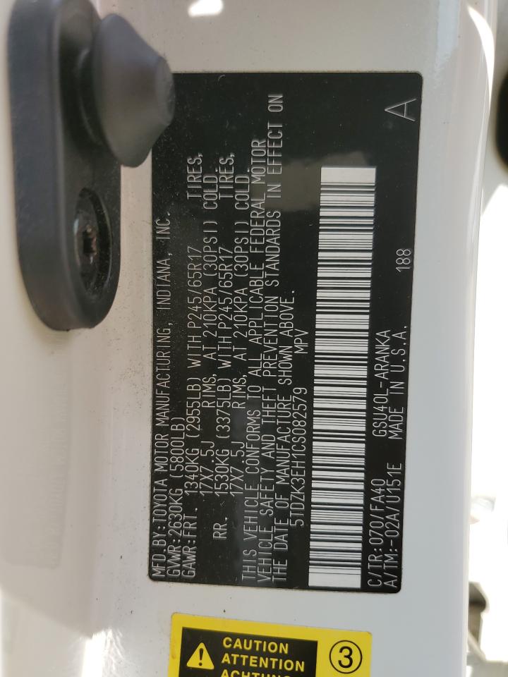 5TDZK3EH1CS082579 2012 Toyota Highlander Base