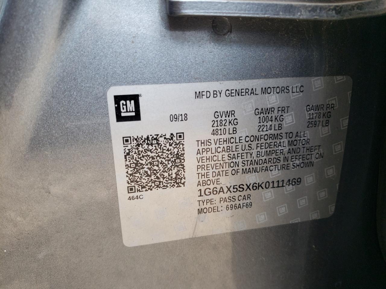 1G6AX5SX6K0111469 2019 Cadillac Cts Luxury